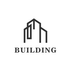 abstract flat icon logo building sketch