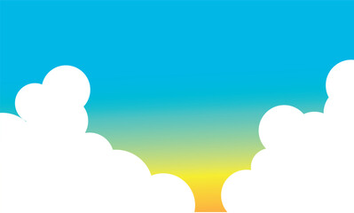 入道雲とトロピカルな空の背景イラスト