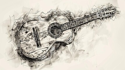 Aerial view of a jazz classical guitar