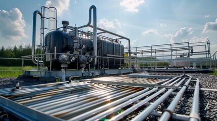 Fototapeta premium Advanced Hydrogen Generation Process: High-Efficiency Production and Industrial Infrastructure for Sustainable Energy Solutions