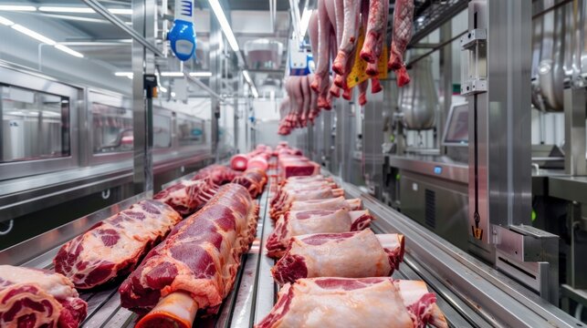 Cutting-edge pork processing plant with automated conveyor systems