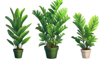 ZZ Plant in beautiful pot, indoor, isolate photo stock, white background, no shadow, no logo