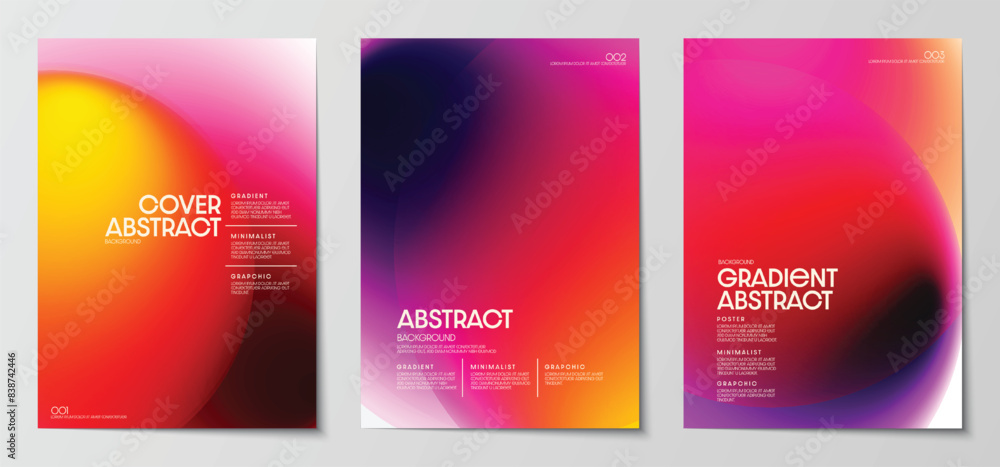 Poster gradient blurred backgrounds set modern abstract colorful patterns graphic. design template collecti