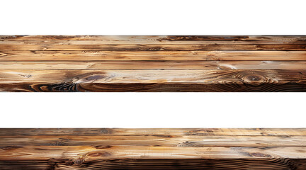 Wooden table top wood empty template, desk mock-up on white and transparent background