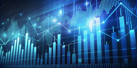 abstract, stock market chart lines financial graph on technology, clipart, at an angle