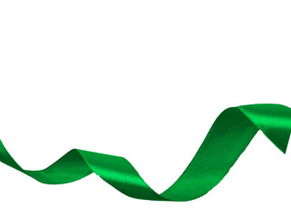 Element PNG image, Green ribbon isolated on transparent and white background for Christmas.