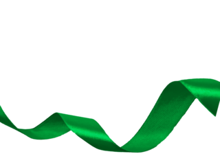 Element PNG image, Green ribbon isolated on transparent and white background for Christmas.