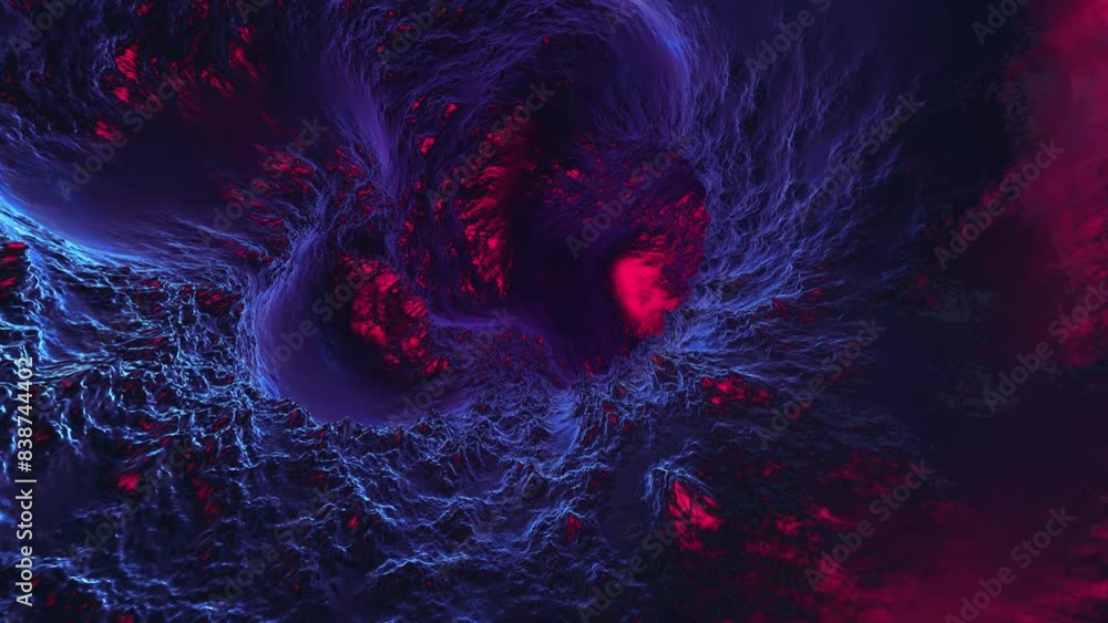 Poster artistic 3d dark violet red tunnel loop animation.