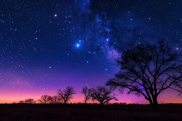 Fototapeta premium Stunning Night Sky with Countless Stars and Visible Milky Way, Generative Ai