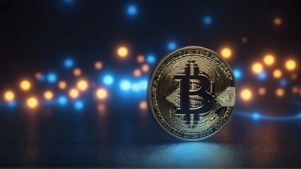 Bitcoin with futuristic background