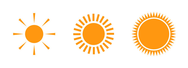 Vector sun icon set. Collection of sun stars for use in as logo or weather icon.