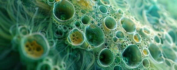 Microscopic view of algae under water, showcasing its intricate patterns