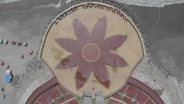 Establish aerial view of the Gandoriah beach tourism in Pariaman city, West Sumatra. d-log raw stock video