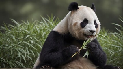 Fototapeta premium Panda eating bamboo