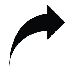 curved arrow direction sign icon