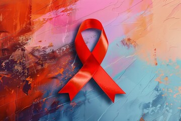 Red ribbon illustration symbolizing AIDS awareness and support, World AntiDrug Day