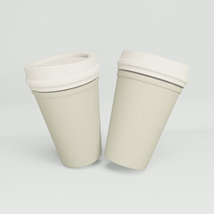 Two mockup coffee glasses isolated object with white color background