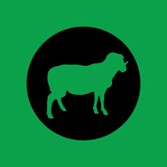 Vintage Sheep Side. Silhouette Style. Vector