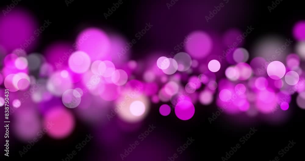 Poster violet circle bokeh loop motion on black background.