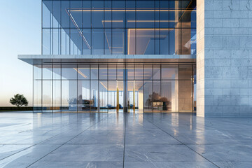 Empty hall of modern architectures，glass show room background.