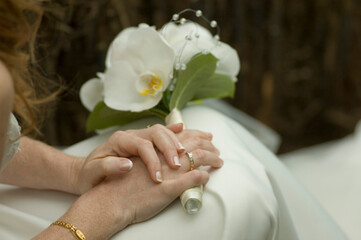 bride and flowers