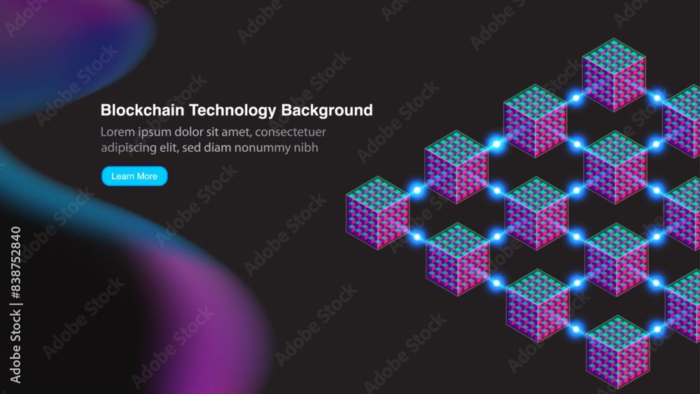 Poster futuristic blockchain technology concept banner and background, big data, ai, artificial intelligenc