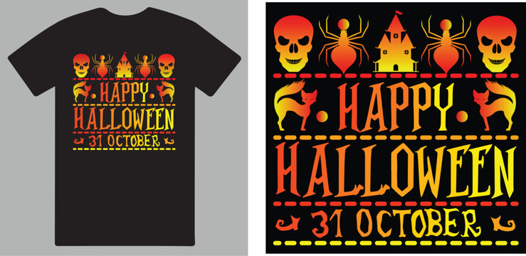 Happy Halloween 31st October  T shirt design vector .