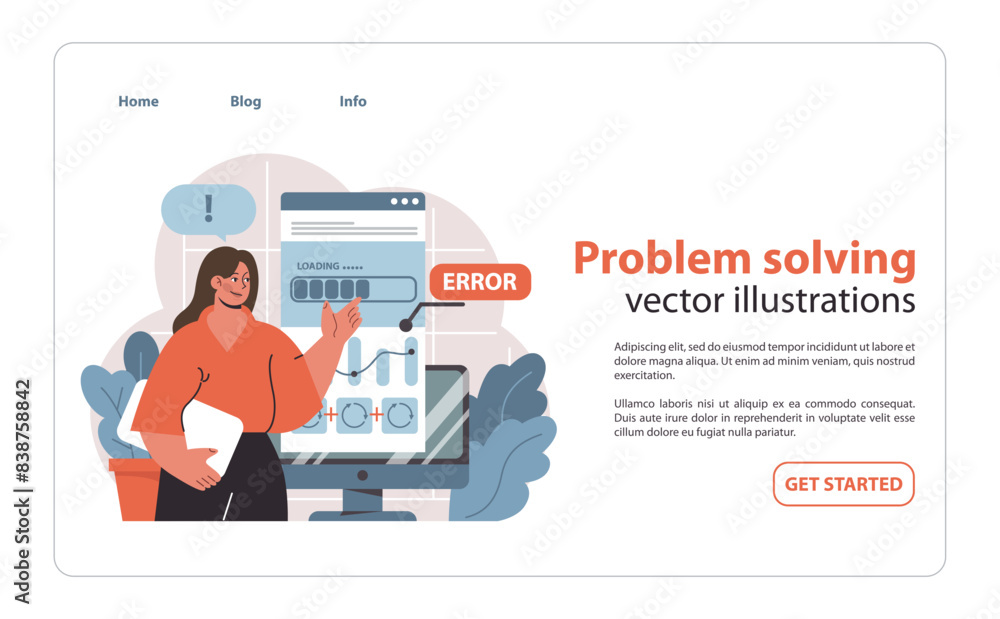 Poster problem-solving tactics set. project manager identifies issues and implements solutions.