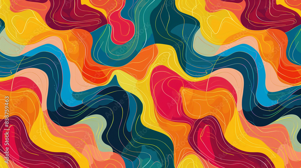 Poster seamless pattern with waves