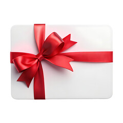 blank white gift card with red ribbon bow png