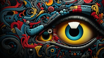 Vibrant outro illustration with bold contrasts and intricate patterns, featuring flat textures and high detail.