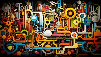 A dynamic and detailed reticulated illustration with bold contrasts and complex designs, showcasing a flat texture.