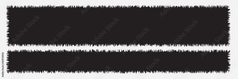 Poster torn paper frames with rough edges vector set. black square shapes with ripped jagged borders on whi