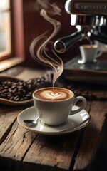 cup of coffee with beans Generative Ai