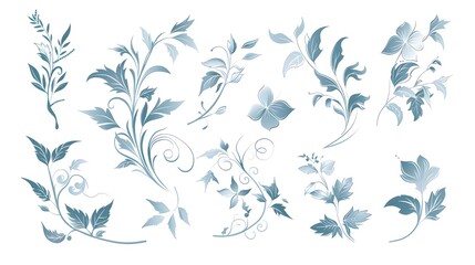 set of floral elements