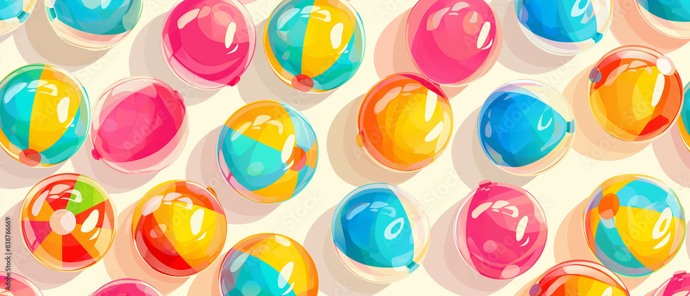 Poster seamless pattern, small seamless pattern with colorful beach balls