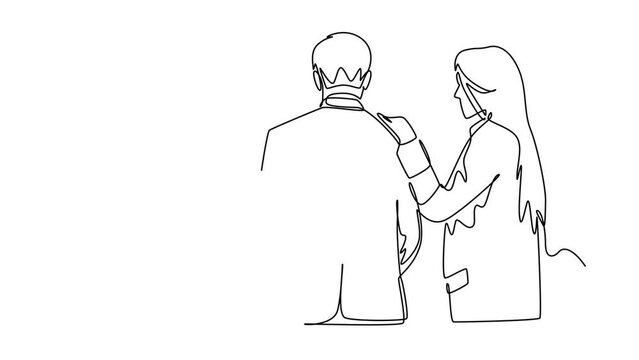 Law concept. Single line draw design. Full length animation illustration. High quality 4k footage.