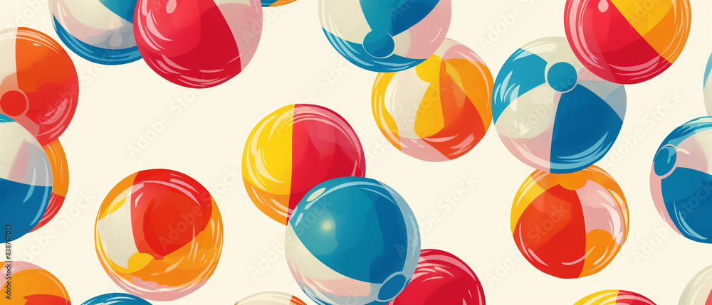 Poster seamless pattern with beech ball