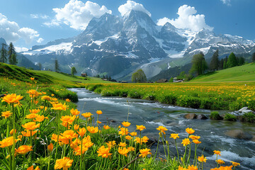 alpine meadow in the mountains