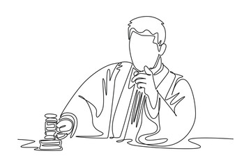 Law concept. Single line draw design. Full length animation illustration. High quality 4k footage.