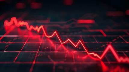 Illustrated concept with glowing red line graph