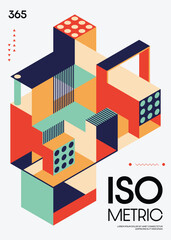 Abstract isometric geometric shape modern art style design template background