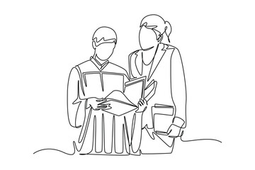 Law concept. Single line draw design. Full length animation illustration. High quality 4k footage.