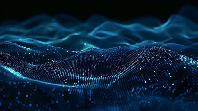 Abstract digital wave of particles