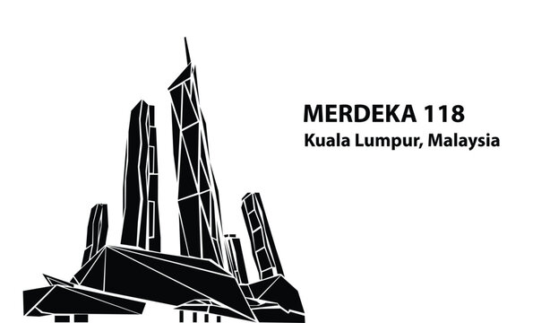 Merdeka 118 Tower and Cityscape Silhouette - Modern Architecture in Kuala Lumpur Malaysia. Merdeka PNB KL118 Tower
