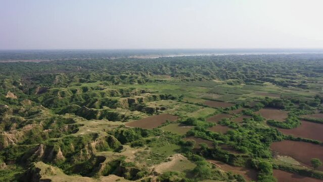 An Aerial shot of Chambal at Madhya Pradesh, India 