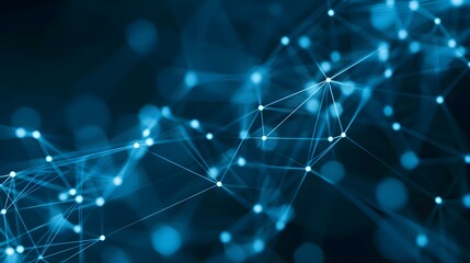 Obraz premium Abstract connected dots and lines on blue background
