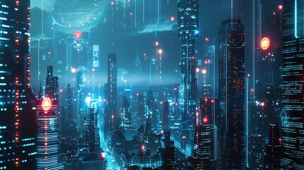 The image is a concept art of a futuristic gaming center. The center is filled with people playing video games on high-tech gaming pods.