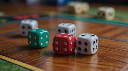 Close up dice on board game using for business strateg.generative.ai 