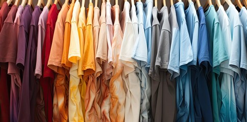 Fototapeta premium tshirt textured clothes hanging on a clothesline